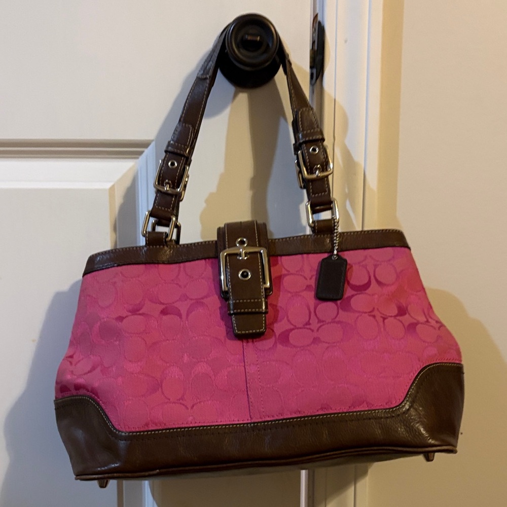 Coach Pink and Brown Shoulder Bag